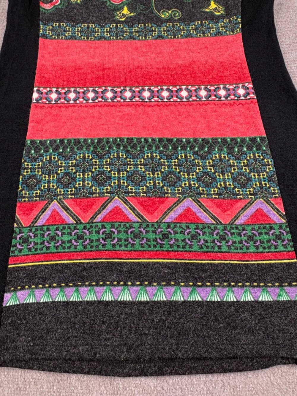 Aryeh Women’s Sleeveless Knit Sweater Dress XL Boho Floral Geo, 33" Pockets - Picture 10 of 16